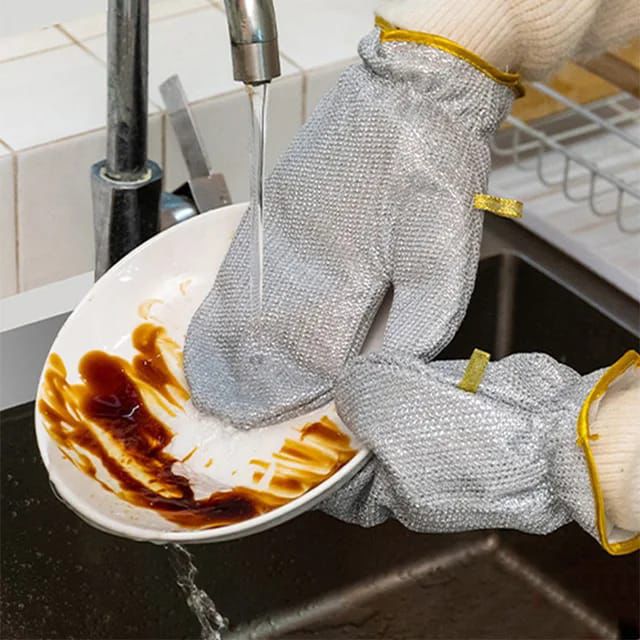waterproof lining multi-use steel wire dishwashing gloves
