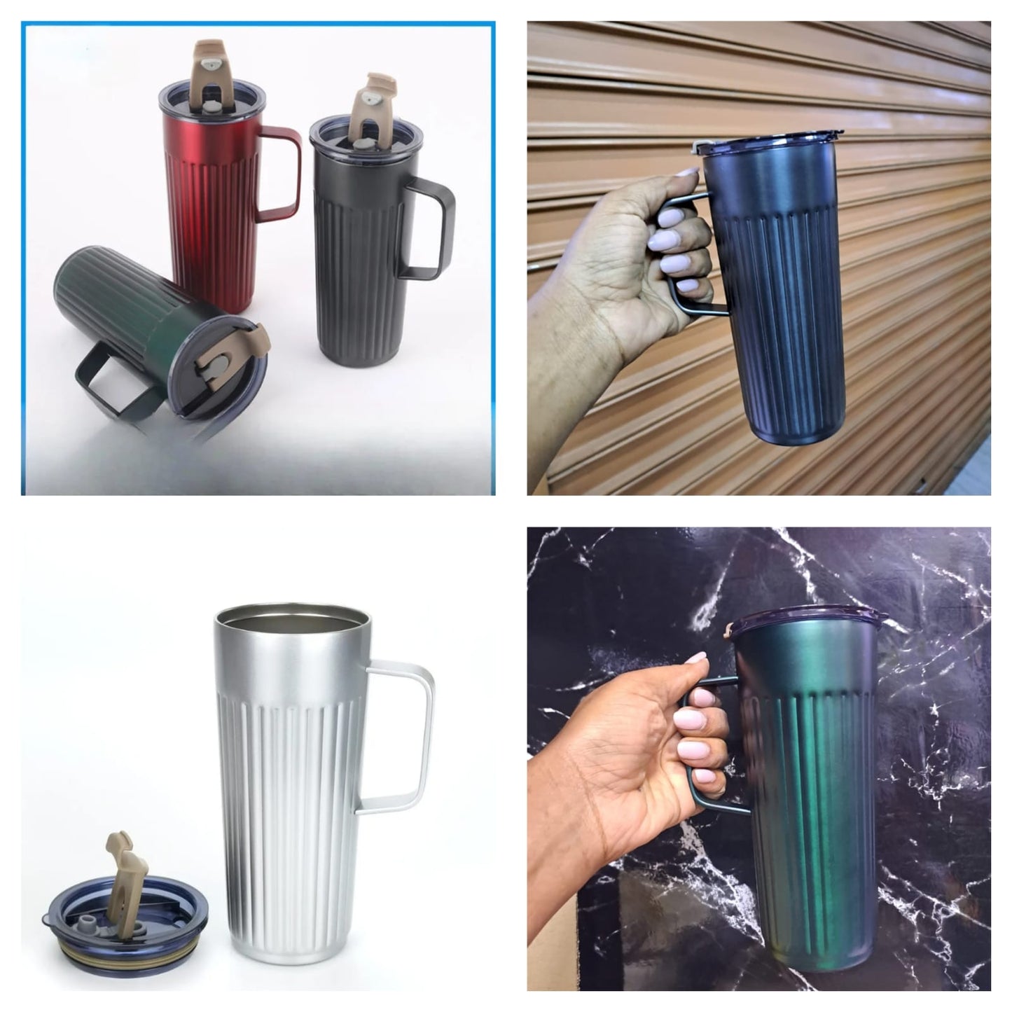 Vertical double walled insulated steel flask cup