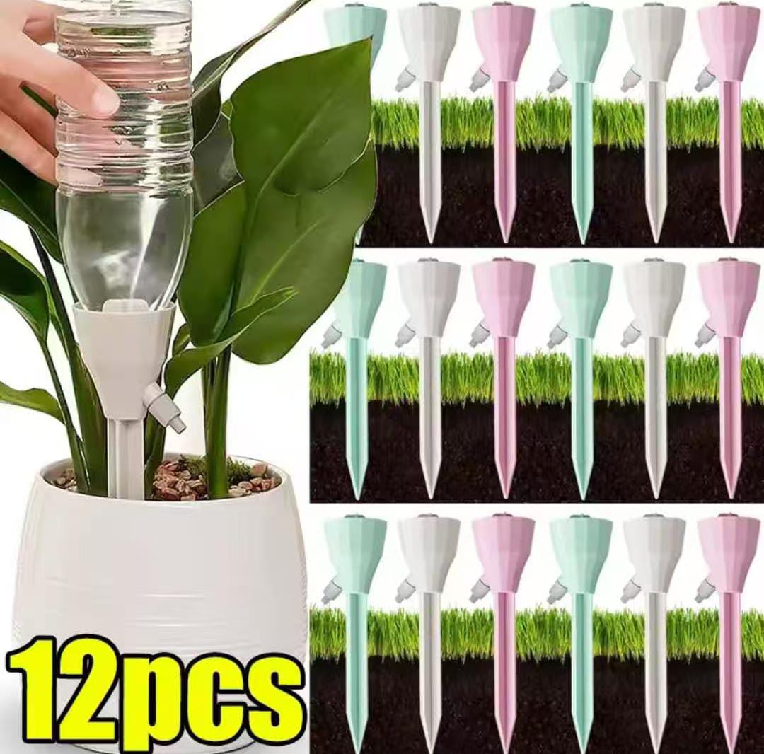 Self Watering Spikes, 6Pcs Plant Watering Devices, Automatic Watering System for Potted Plants with Slow Release Valve, Adjustable Water Volume Drip Irrigation Control System for Home Vacation
