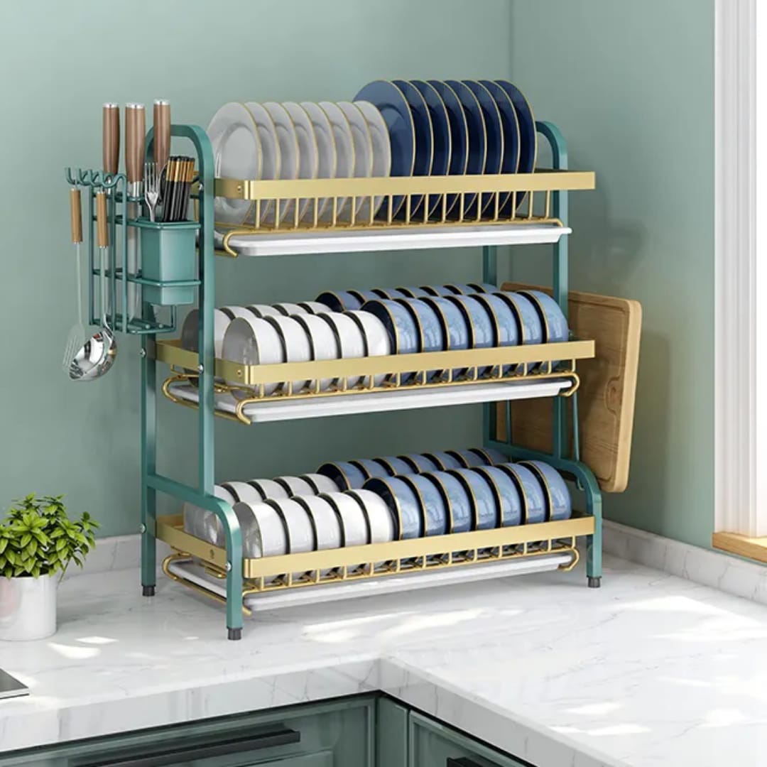 3tier dish rack with cutlery holder & Chop Board Holder