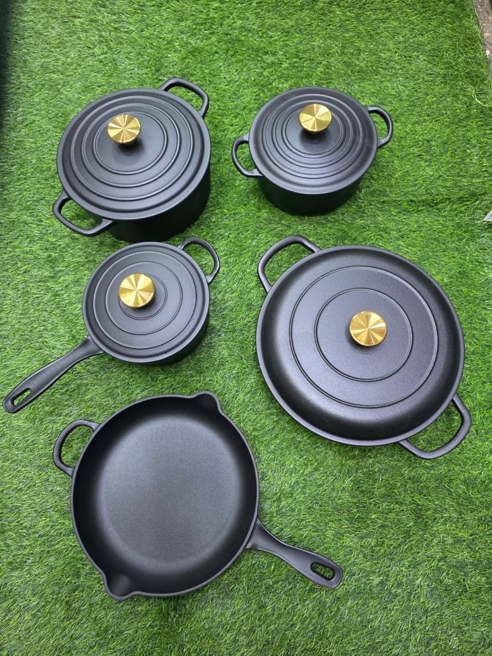 9pcs Enamel Cast iron cooking pots