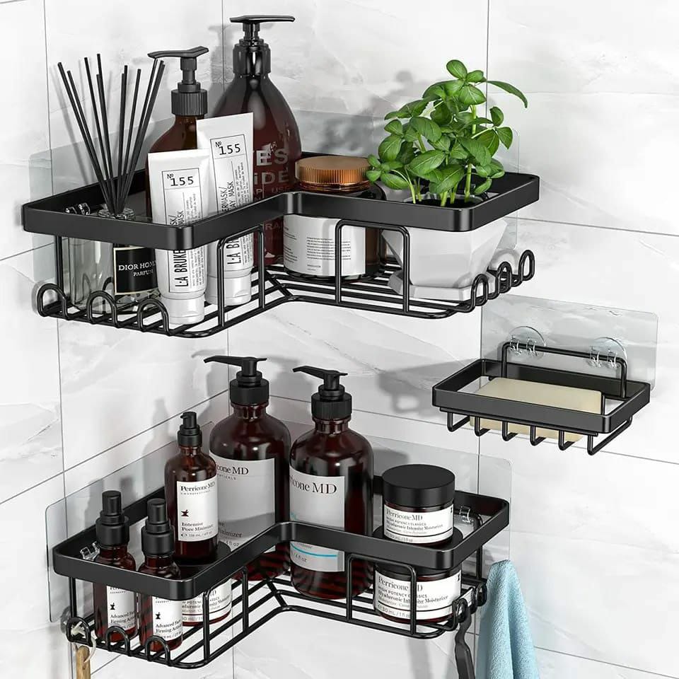 3pcs corner shower caddy with soap dish