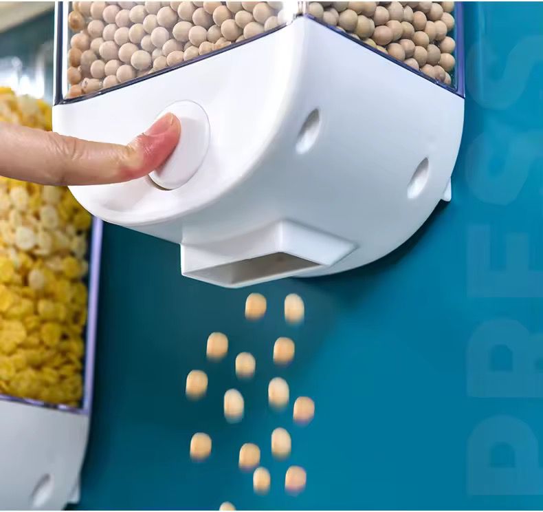 1kg (single pc) Wall Mounted Separate Rice Bucket Kitchen Cereal Dispenser Transparent Grain Jar Food Storage Box Container Sealed Tanks