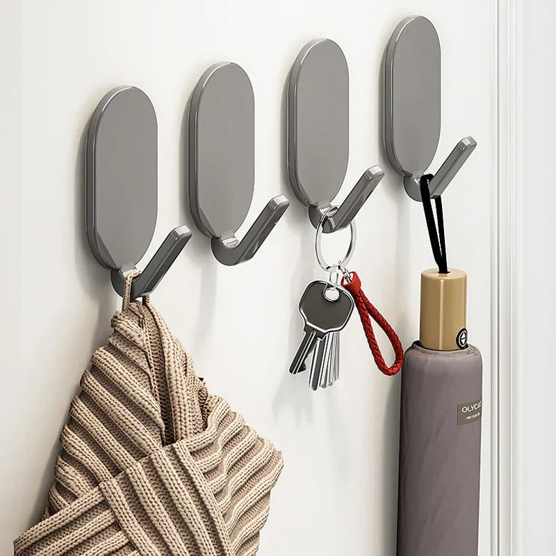 A pair of hooks metallic
