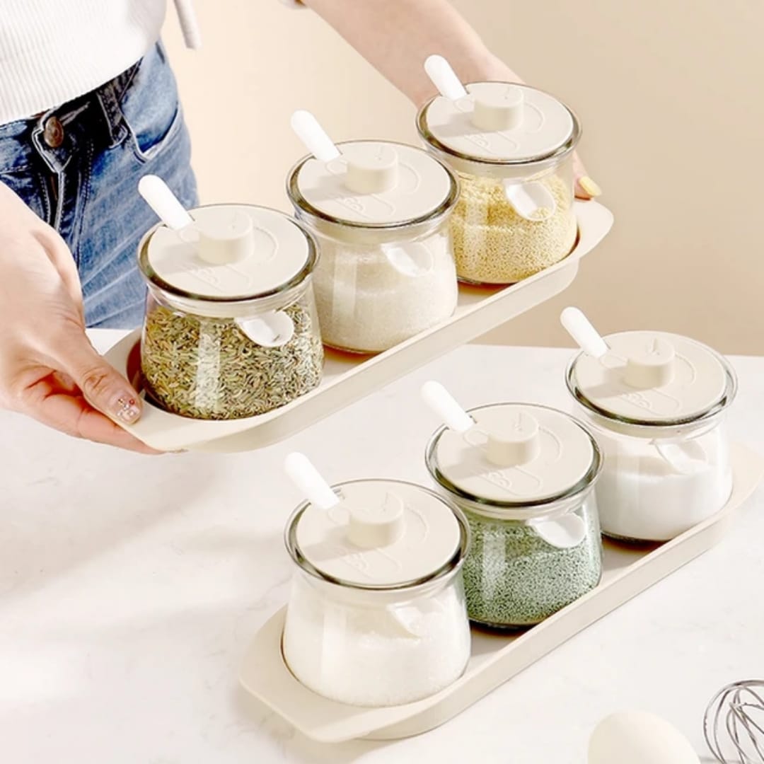 3pcs Canister set with bamboo lid