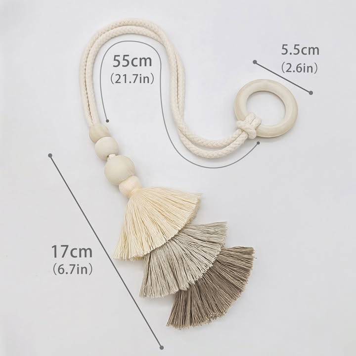 2pcs Tassel Curtain Tie Backs Wooden Bead