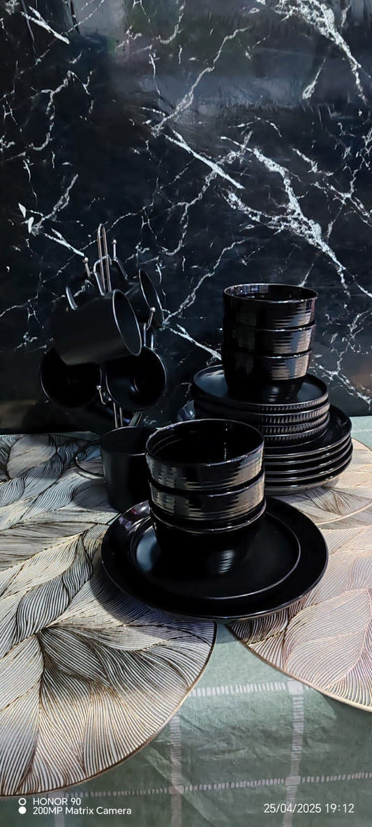 24 pc All black dinner set