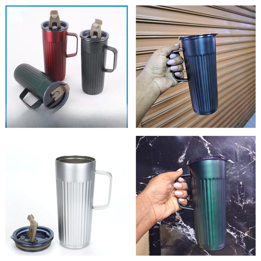 Vertical double walled insulated steel flask cup
