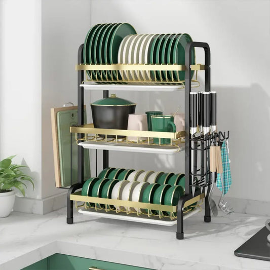 3 tier dish rack with cutlery holder & Chop Board Holder