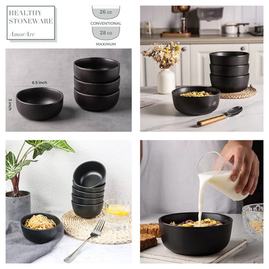 6" arc shaped bowl matte black