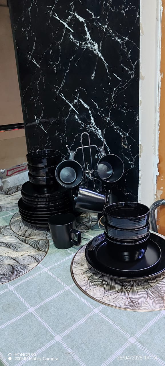 24 pc All black dinner set