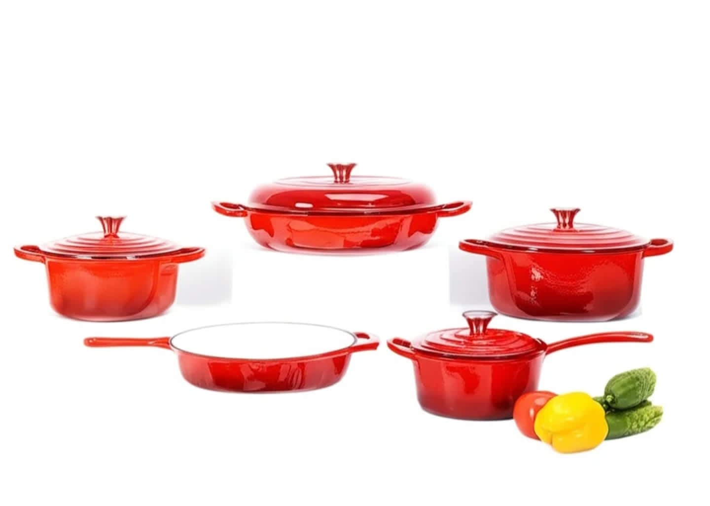 9pcs Enamel Cast iron cooking pots
