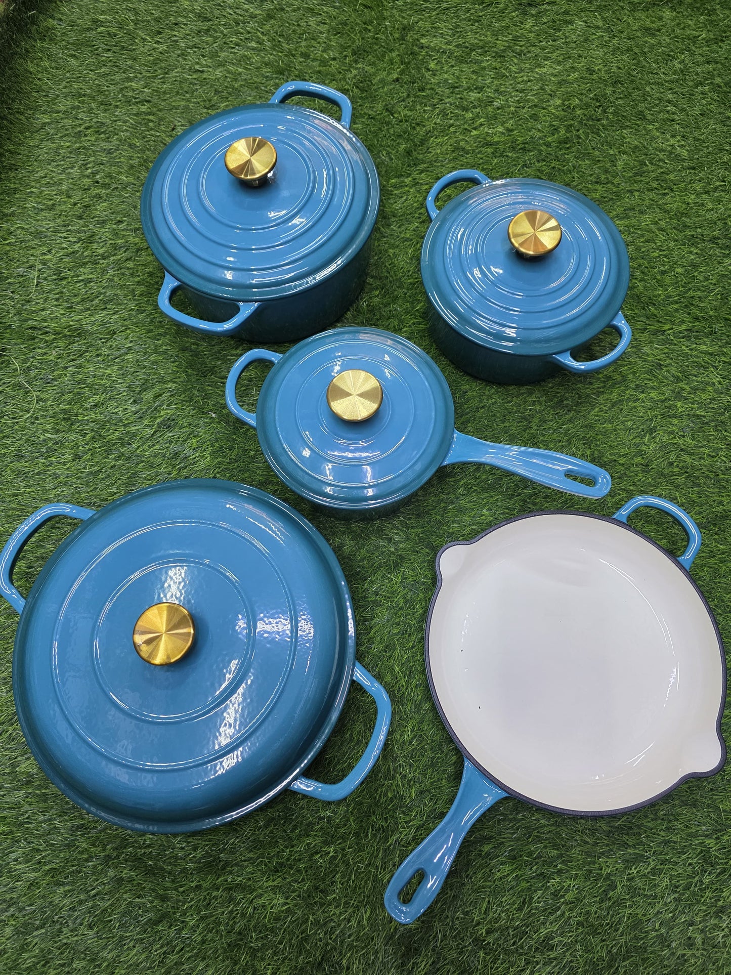9pcs Enamel Cast iron cooking pots